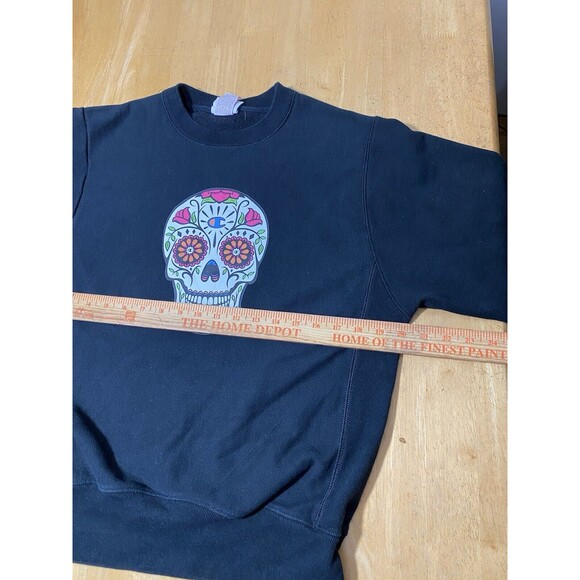 Champion Reverse Weave DIA DE LOS MUERTOS Sweatshirt Black Size Small 20pit2pit - Picture 6 of 7